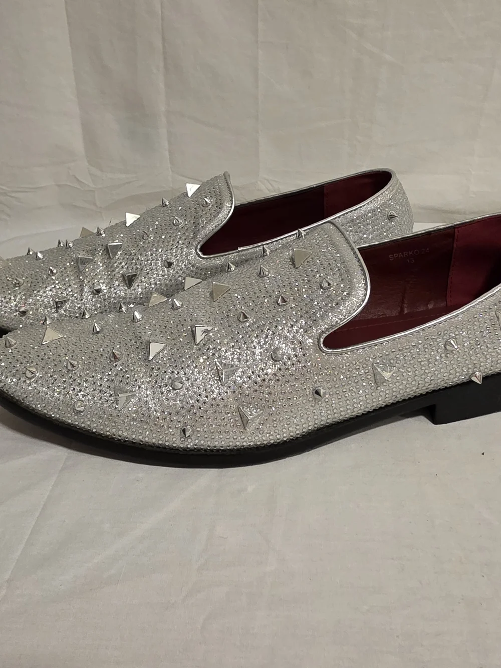 Alberto Fellini Silver Spike Glitter Dress Shoes Size 13 Display Show Stoppers!